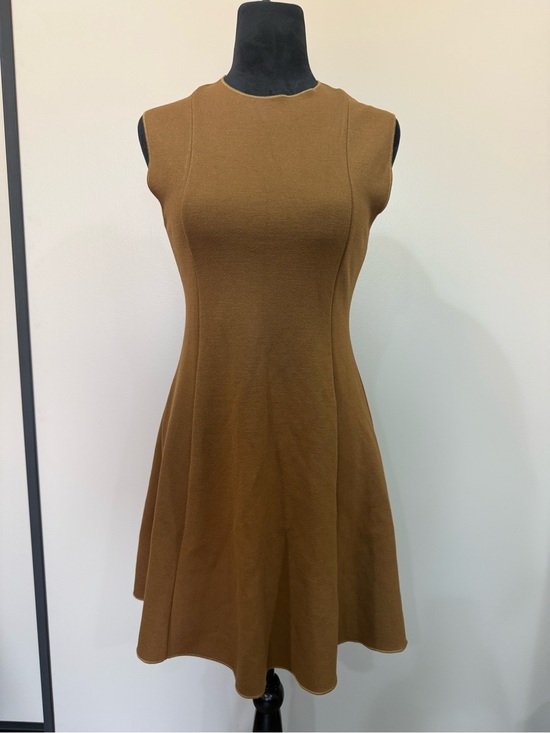 Zara Dresses & Skirts - Zara Brown Sleeveless Stretch Knit Skater Midi Dress